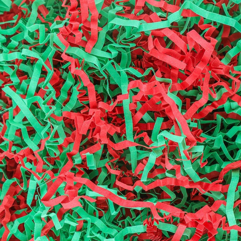 Caleihd 1/2 LB Crinkle Cut Paper Shredded Filler Paper for Gift Baskets Gift Box Confetti Paper Shreds Decoration Stuffing for Birthday, Weddings, Anniversaries, Christmas Wrapping Red&Green - Image 1
